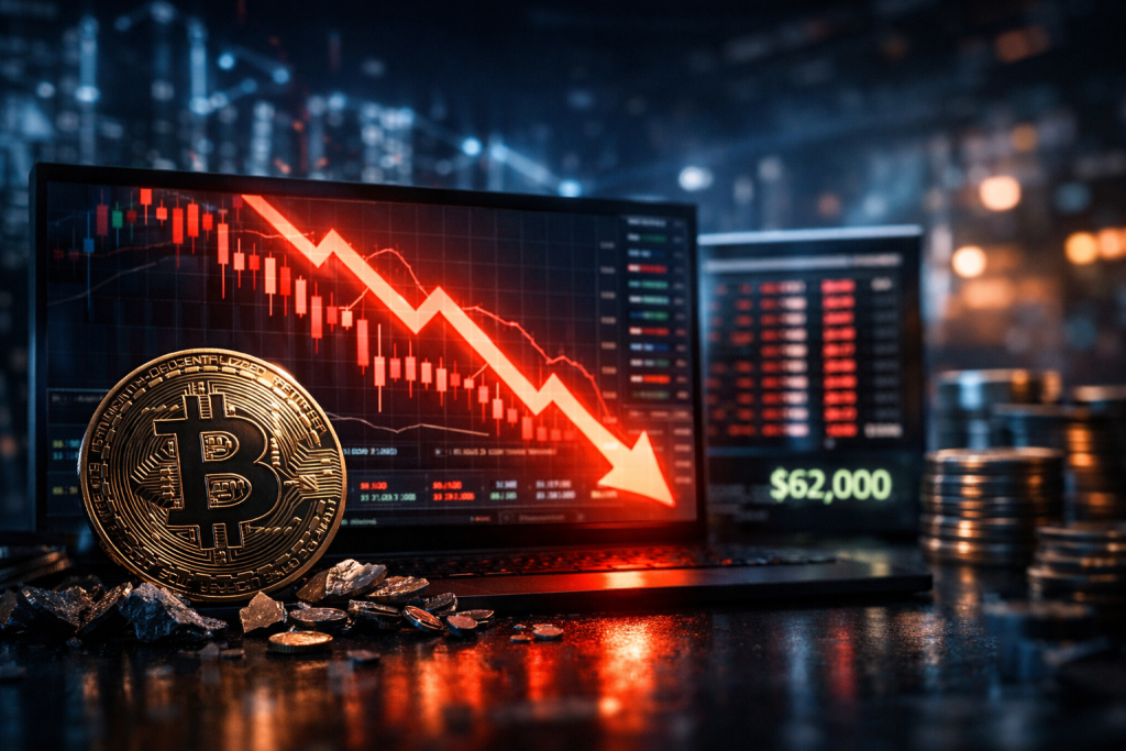 Bitcoin Faces Turbulence as Prices Plummet Below $62,000 – featured image