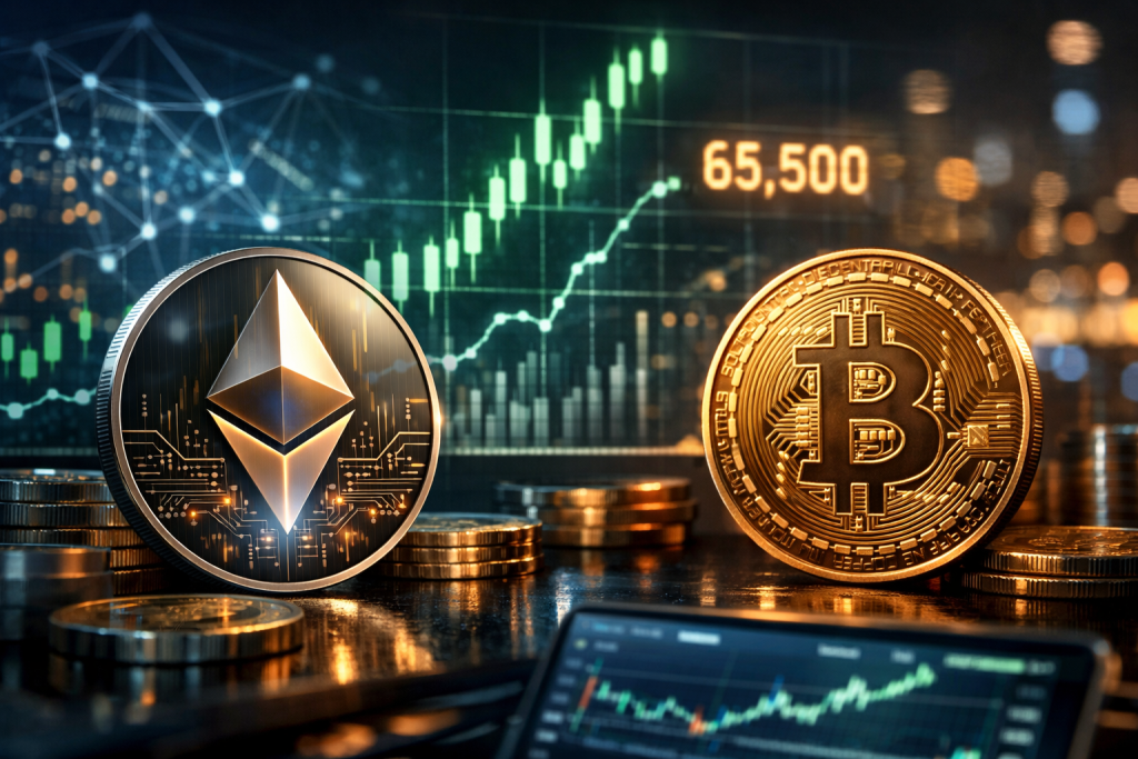 Ether Surges, Propelling Crypto Market as Bitcoin Holds Steady at $65,500 – featured image