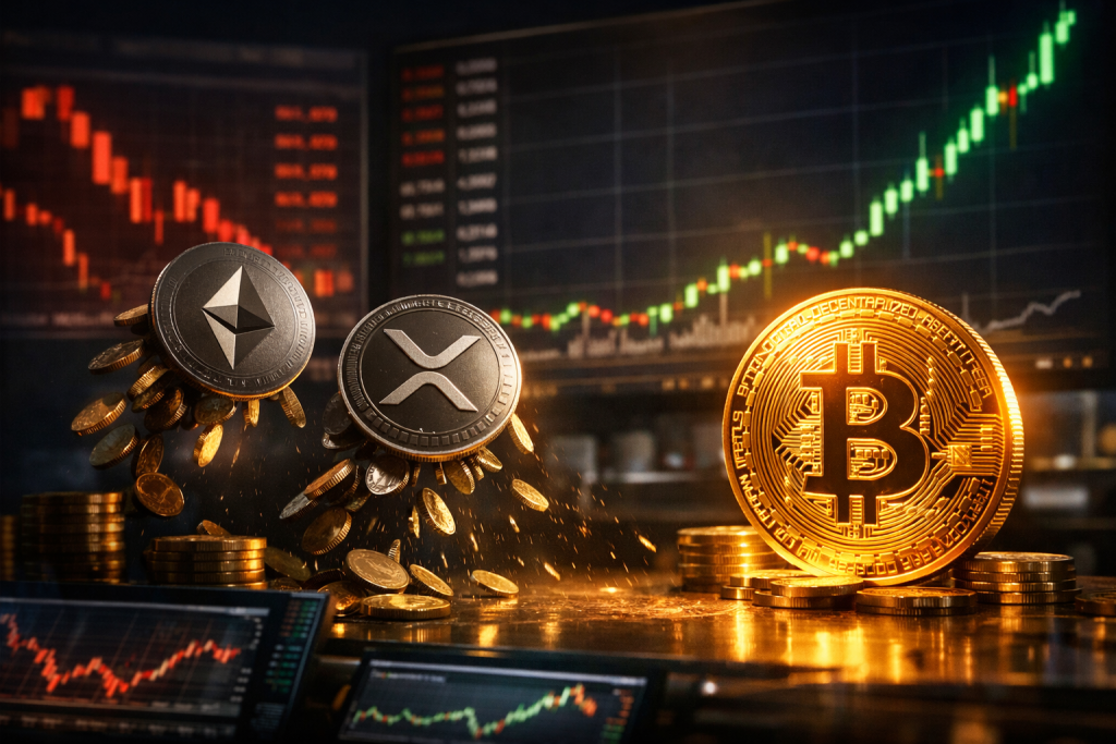 Market Shifts: Ether and XRP ETFs Experience Outflows as Bitcoin Surges Past $77,000 – featured image